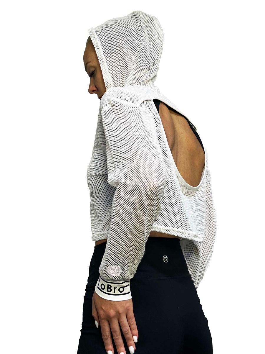 LOBRO Mesh Hoodie - White - Image 3