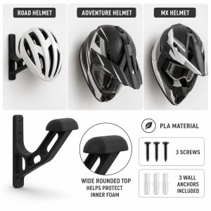 Helmet Wall Mount Compatible With Road, Adventure, MX & Bicycle Helmets - Image 3