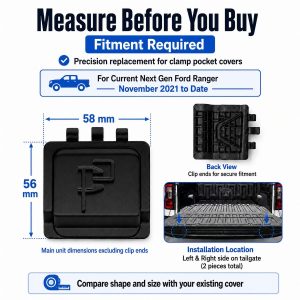 Clamp Pocket Covers Compatible with Next Gen Ford Ranger - 2 Pack - Image 3