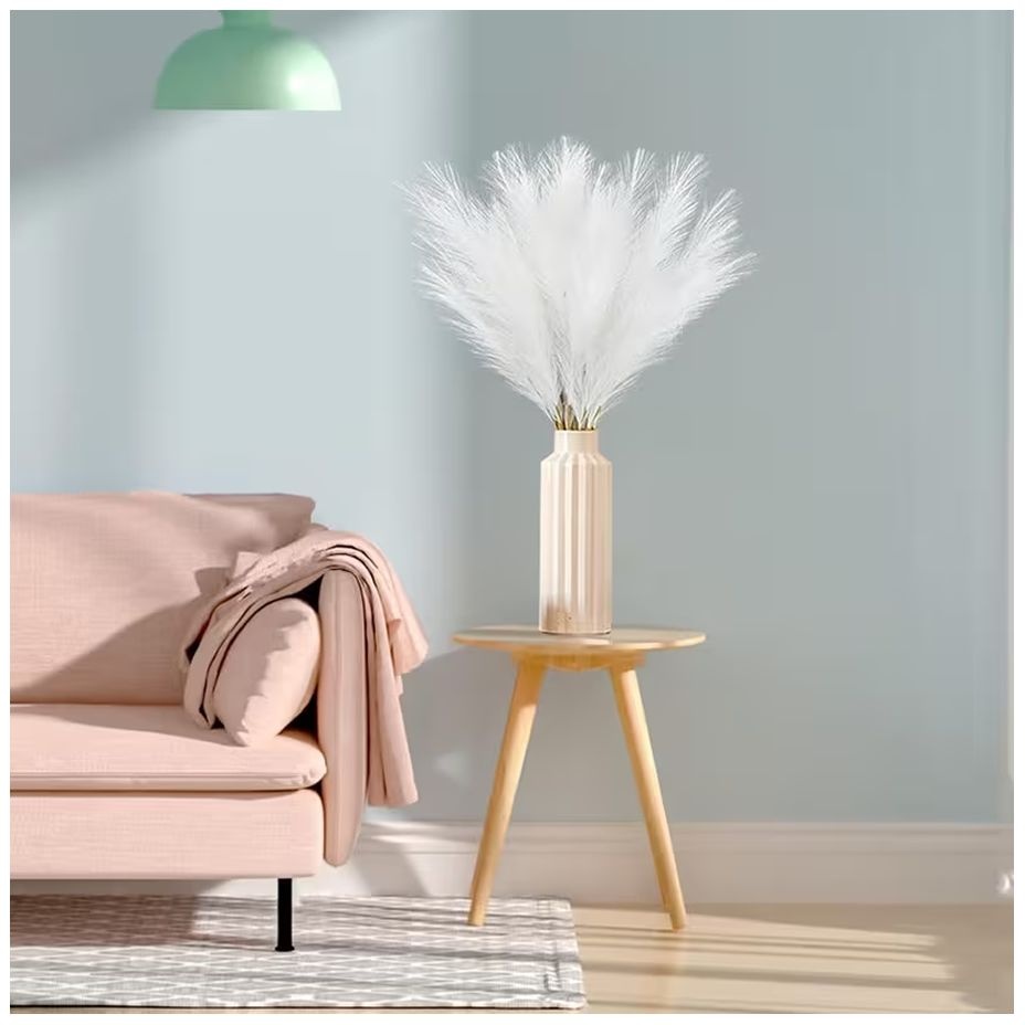 Faux Pampas Grass - 14 Piece Set - White - 52cm Each