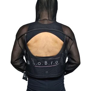 LOBRO Mesh Hoodie - Black Small - Image 3