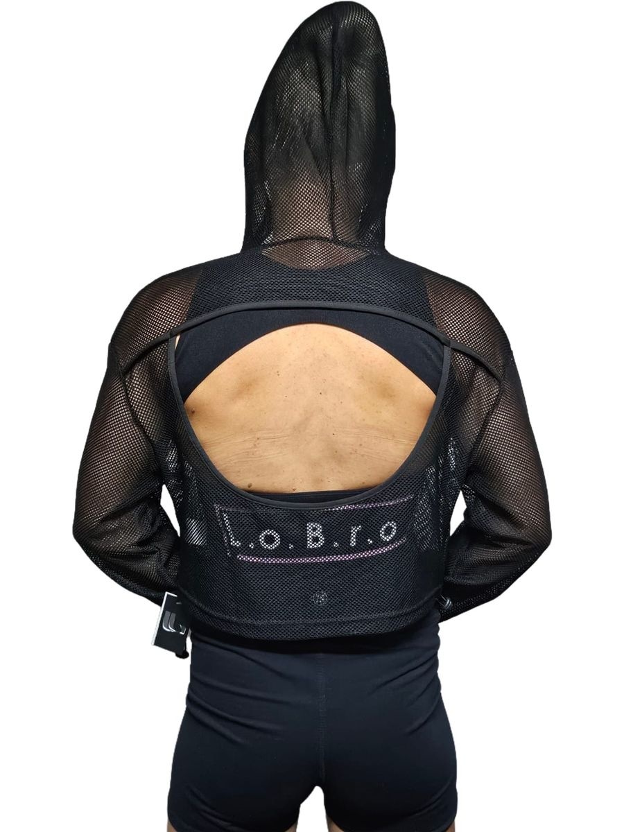 LOBRO Mesh Hoodie - Black Small - Image 3