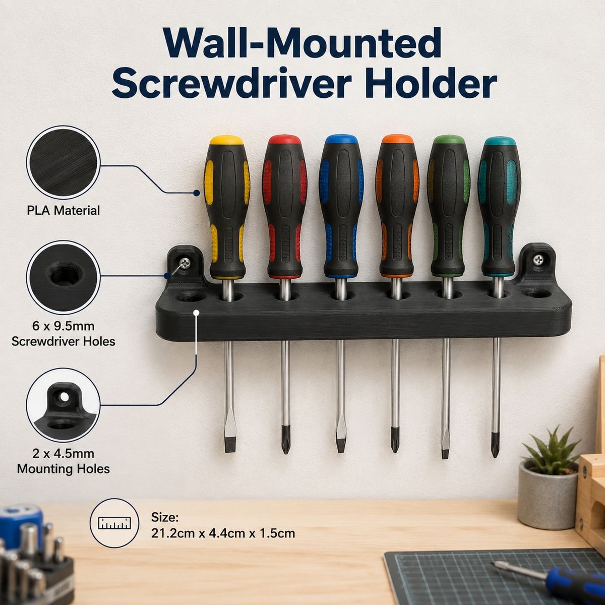 Wall-Mounted Tool Holder Combo Set - PLA Screwdriver and Spanner Holder - Image 4