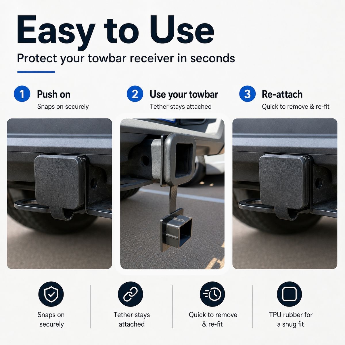 TPU Towbar Receiver Cover Compatible With Next-Gen Ford Ranger & Everest - Image 4
