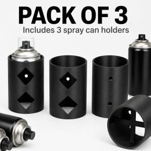 3 Pack Wall-Mounted Spray Can Holders - Black PLA Aerosol Storage Organiser - Image 4