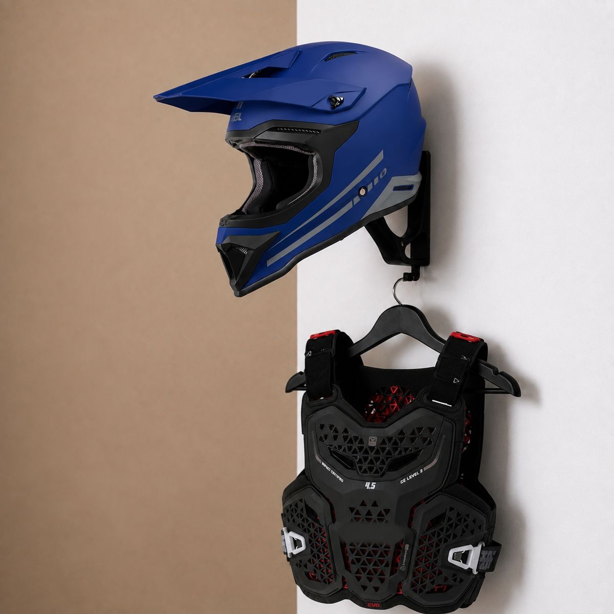 Upright Helmet Wall Mount Holder With Lower Hook - Image 4