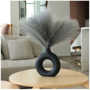 Faux Pampas Grass - 10 Piece Set - Grey - 55cm Each - Image 4