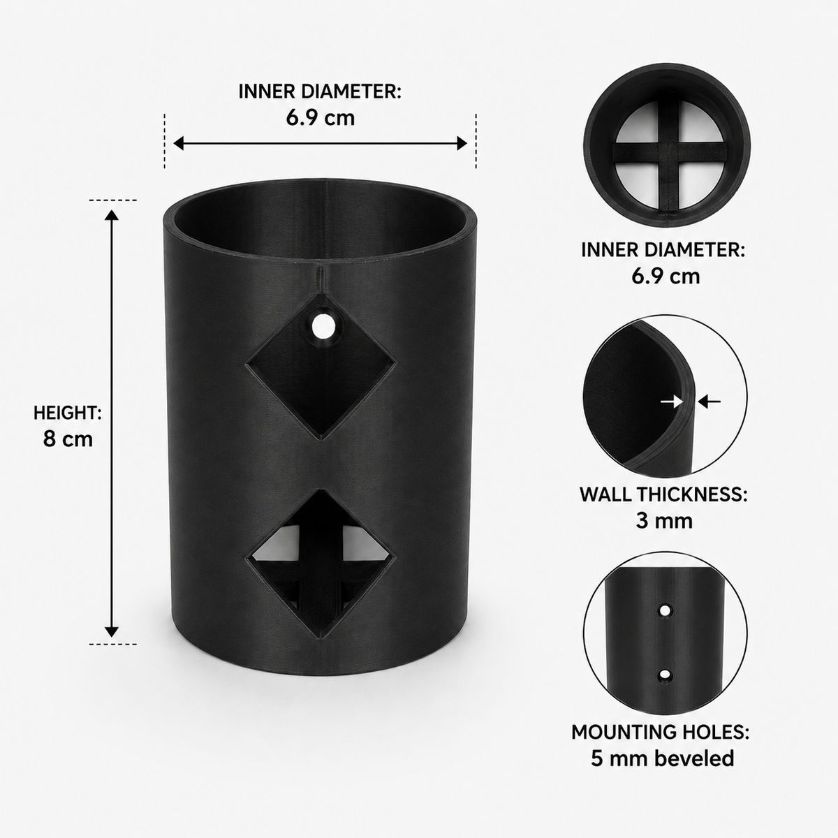 3 Pack Wall-Mounted Spray Can Holders - Black PLA Aerosol Storage Organiser - Image 5