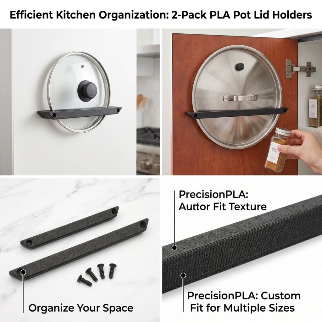 2-Pack Pot Lid Holder Set - Cabinet Door & Wall Organizer Mount