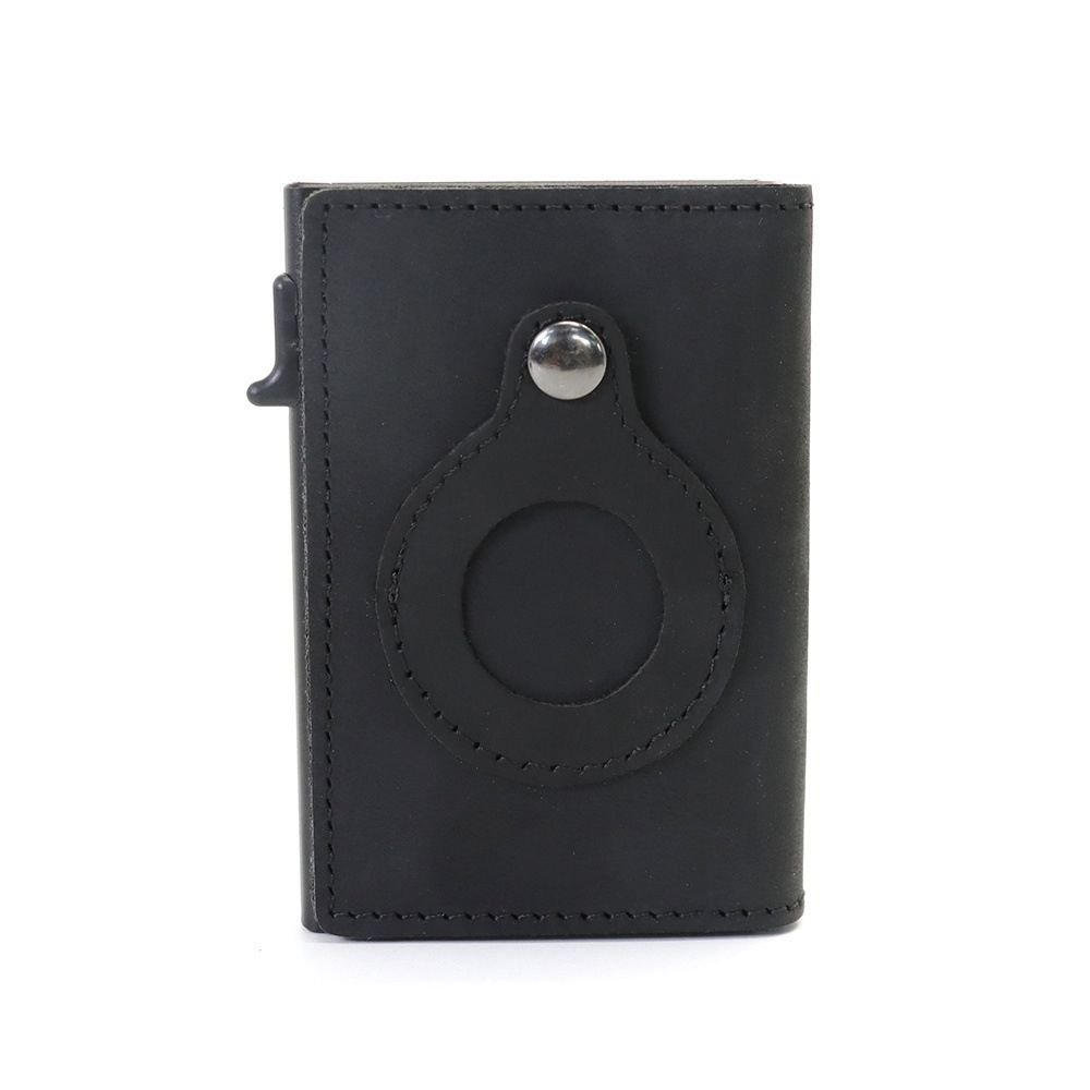 T4U Genuine Leather Pop-Up Credit Card Wallet with Airtag Holder