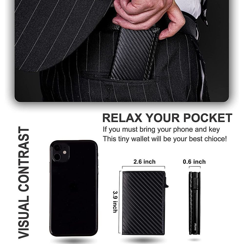 T4U Genuine Leather Pop-Up Credit Card Wallet with Airtag Holder
