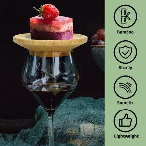 4Piece Wine Glass Charcuterie Topper Bamboo Wine Glass Board Tray for Snack - Image 5