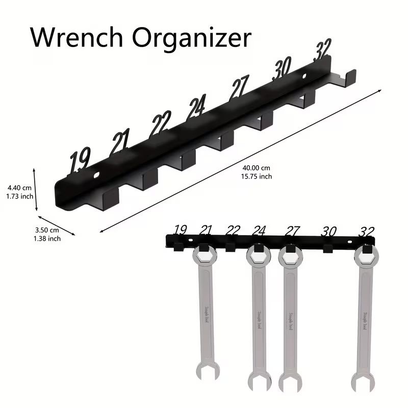 Wall-Mounted Wrench Organizer Rack (Metric 6-32mm)