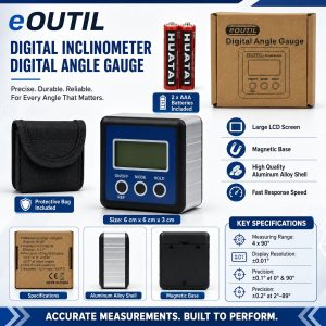 eOUTIL Digital Inclinometer / Digital Angle Gauge with Magnetic Base - Image 7