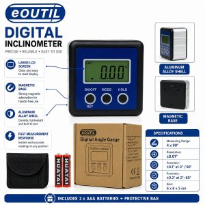 eOUTIL Digital Inclinometer / Digital Angle Gauge with Magnetic Base - Image 8