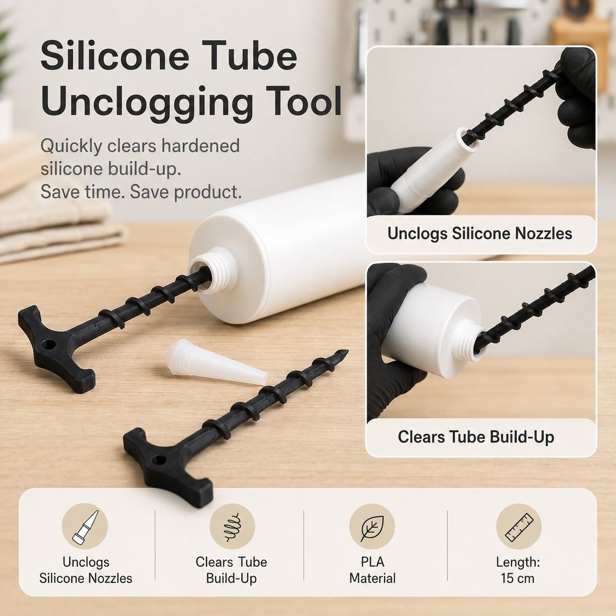 Silicone Accessory Combo - Finishing Tool, Wall Holders & Unclogging Tool - Image 8