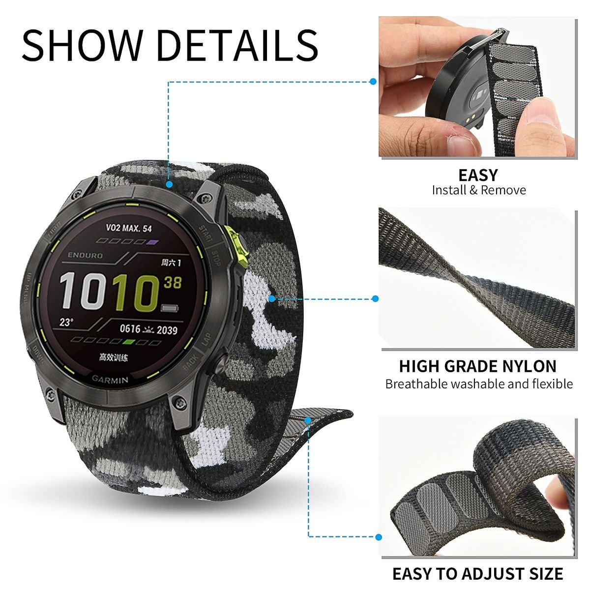 LOBO 26mm Nylon Watch Strap For Garmin - Image 4