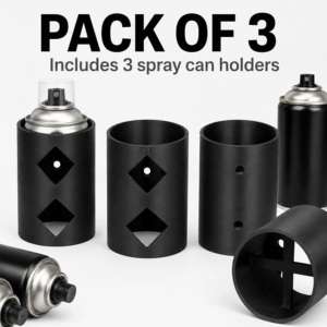 3 Pack Wall-Mounted Spray Can Holders - Black PLA Aerosol Storage Organiser - Image 4