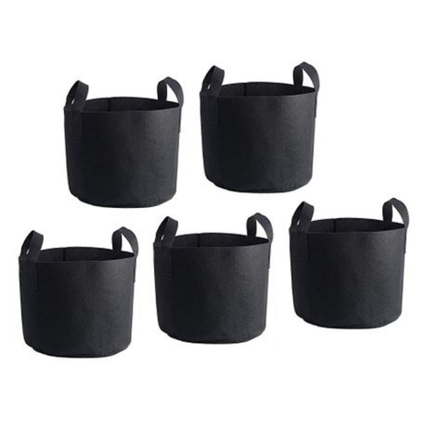 5x Non-Woven Fabric Grow Bags 3Gallon/13L (25cm Diameter x 22cm High)