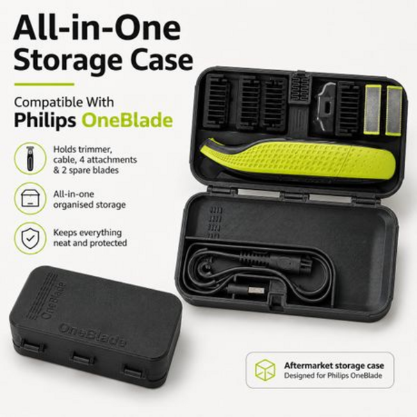 PLA Storage Case Compatible With Philips OneBlade - Black