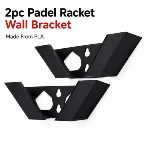 2pc Padel Racket Wall Bracket - Black