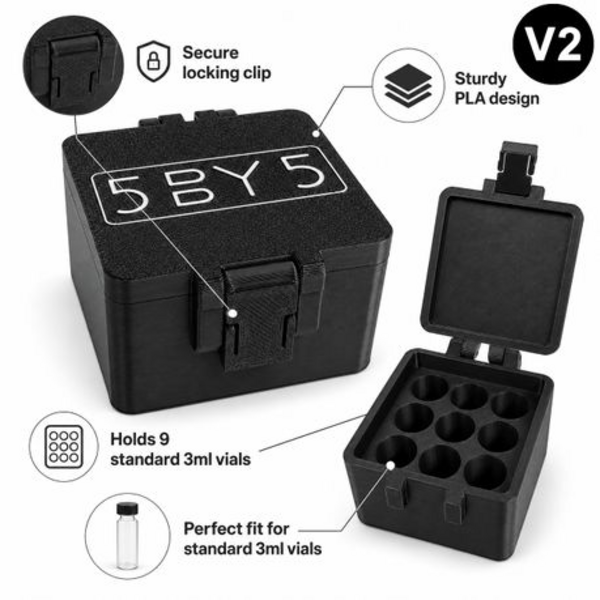 5BY5 V2 Peptide Travel Container for 3ml Vials - 9 Slot