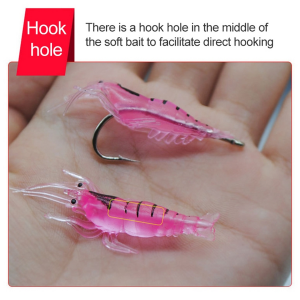 10 Piece Shrimp Lures with Hook Green - 4cm - Image 4