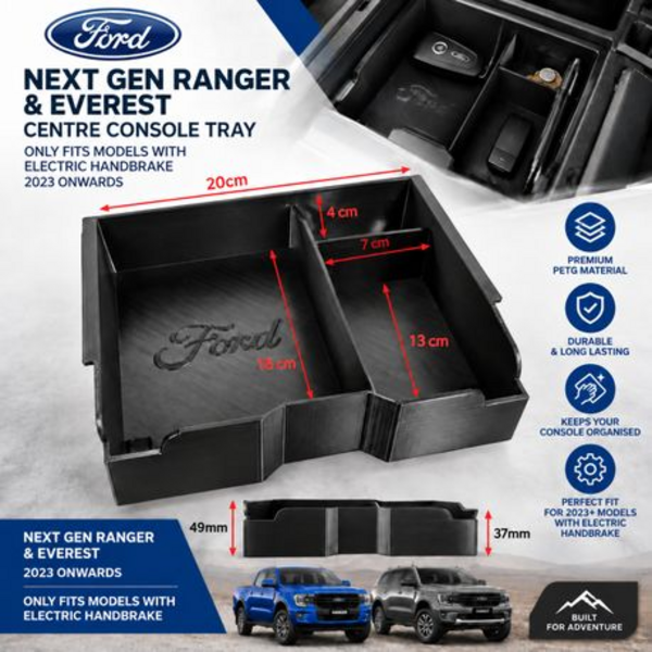 Centre Console Tray Compatible With Ford Ranger & Everest 2023+