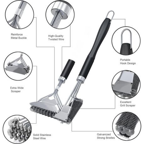 2 Piece Grill Brush and Scraper Set