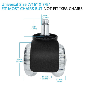 T4U Office Chair Castor Wheels for All Floors - Double Wheel (Set Of 5) - Image 5