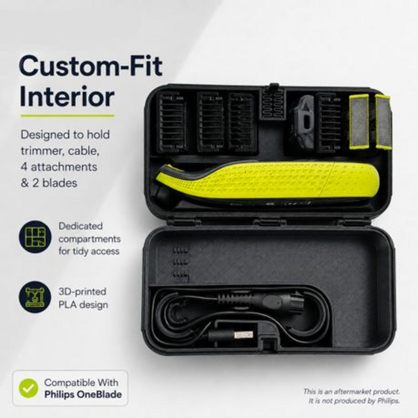 PLA Storage Case Compatible With Philips OneBlade - Black