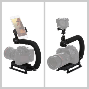 PULUZ U/C Shape Handheld DV Bracket Stabilizer + LED light + Shotgun Mic - Image 9