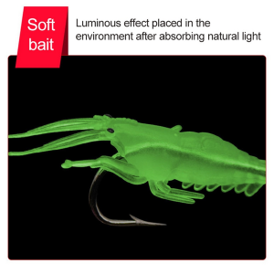 10 Piece Shrimp Lures with Hook Green - 4cm - Image 6