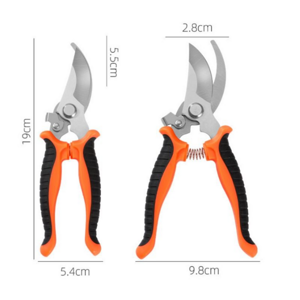 3 Pack Garden Pruning Shears, Stainless Steel Shears, Orange and Black