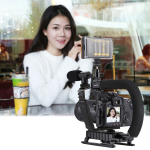 PULUZ U/C Shape Handheld DV Bracket Stabilizer + LED light + Shotgun Mic - Image 13