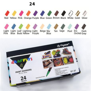 24 Flysea Graffiti Paint Markers (Extra Fine Tip 0.7mm) - Image 2