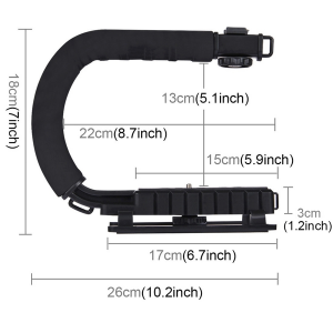 PULUZ U/C Shape Handheld DV Bracket Stabilizer + LED light + Shotgun Mic - Image 4