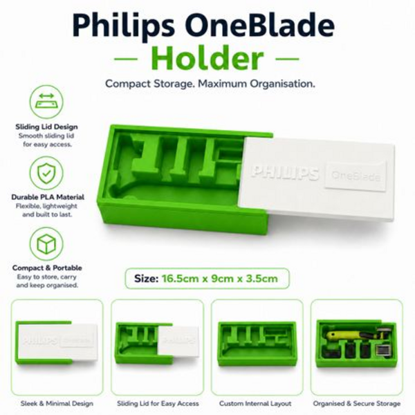 PLA Storage Holder Compatible With Philips OneBlade - Sliding Lid