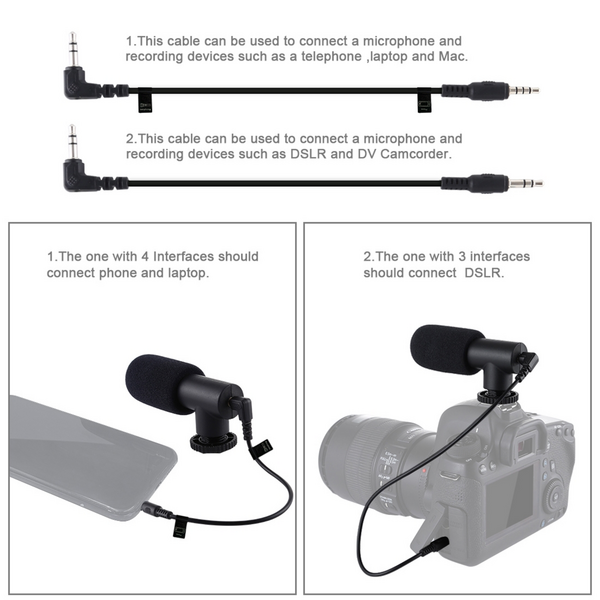 PULUZ U/C Shape Handheld DV Bracket Stabilizer + LED light + Shotgun Mic