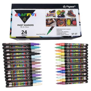24 Flysea Graffiti Paint Markers (Extra Fine Tip 0.7mm) - Image 1