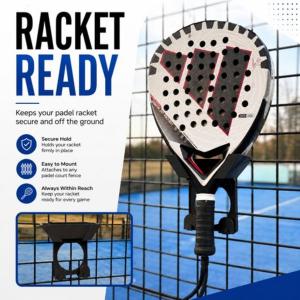 Padel Racket & Phone Holder With 2 Hooks - Court Fence Clip - Image 4