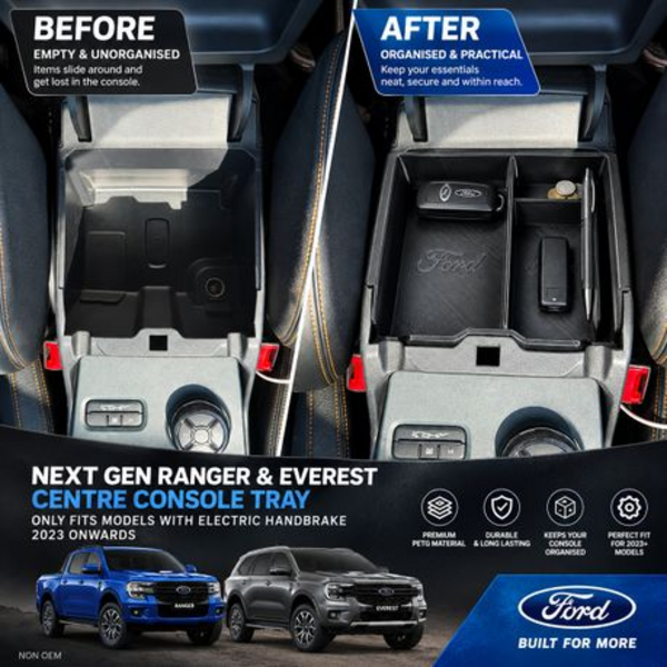 Centre Console Tray Compatible With Ford Ranger & Everest 2023+