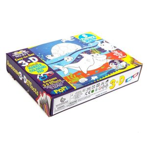 3D Colouring Set with 12 Markers, 3D Glasses & Spray Bottle (Sea Creatures) - Image 1