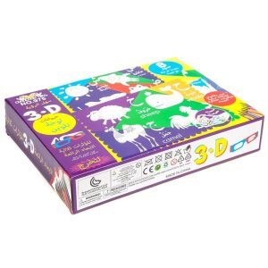 3D Colouring Set with 12 Markers, 3D Glasses & Spray Bottle (Animal Names) - Image 1