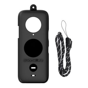 SunnyLife Silicone Cover with Lanyard for Insta360 ONE X2 - Black - Image 1