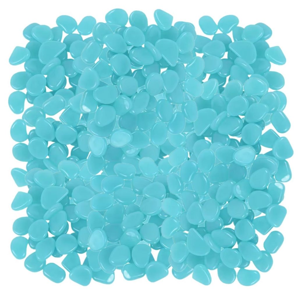 Glow-in-the-Dark Resin Pebbles - Aqua Blue (2500-Piece)