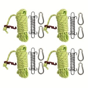 4-Pack Reflective Tie-Down Rope Kit with Shock Springs & Carabiners - Image 1