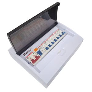 Raytric 12-Way DIN Populated Surface PVC Distribution Board Box - Image 1