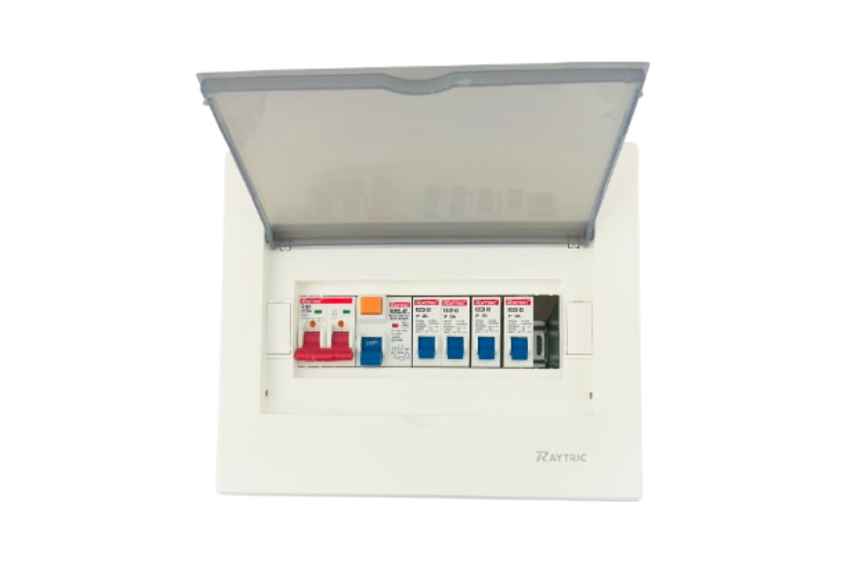Raytric 8Way Din Populated Flush Db Box Metal Base MP06A7-9GP - Image 1