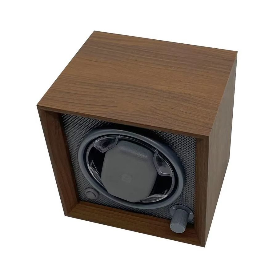 USB Powered Single Watch Winder with LED Backlight (Walnut Finish)